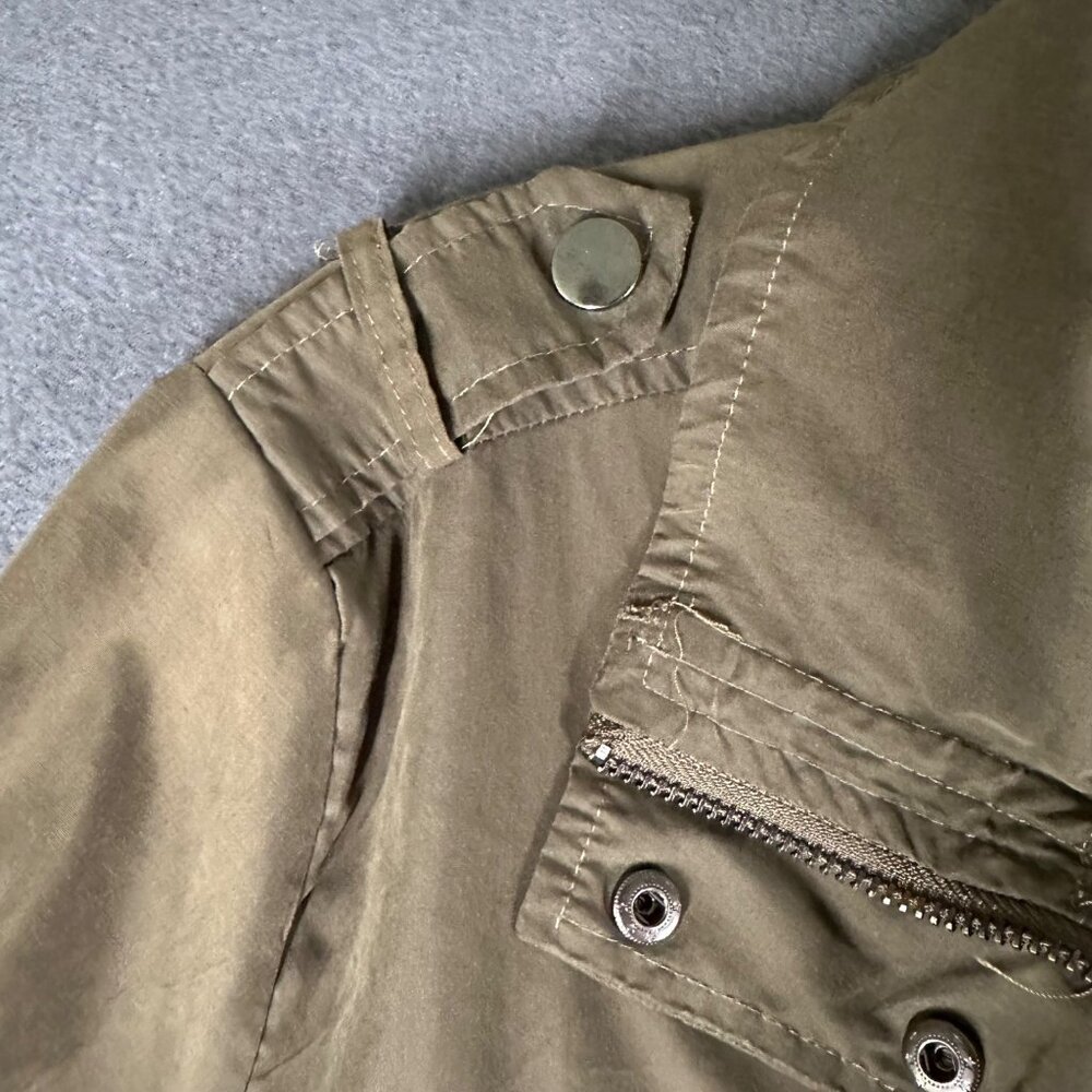 Iris Los Angeles Womens L Green Utility Militar Front Zip Button Jacket - Picture 8 of 13